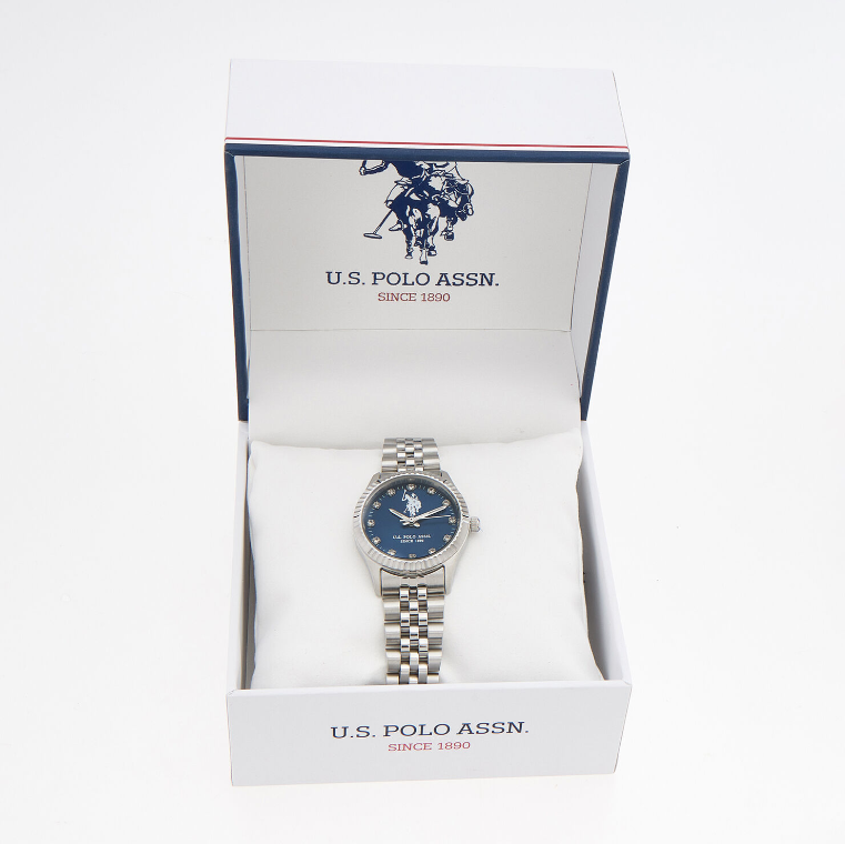 US Polo Assn Stainless Steel Blue Face Water Resistant Watch - Authentic Retail Product