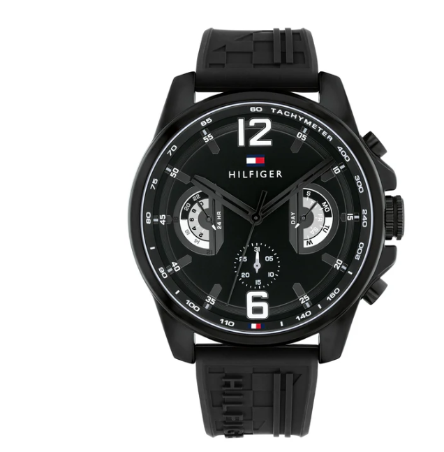 Tommy Hilfiger Black Tone Silicone Strap Watch - Authentic Retail Product