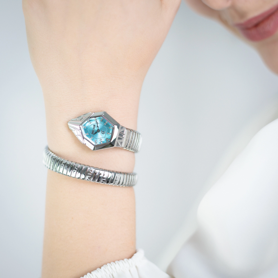 Just Cavalli Signature Silver with blue dial Watch