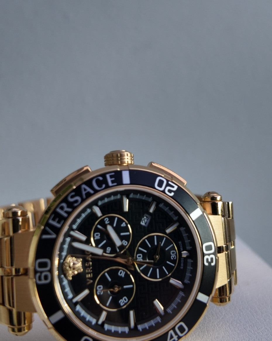 Versace Chronograph Gold and Black Watch