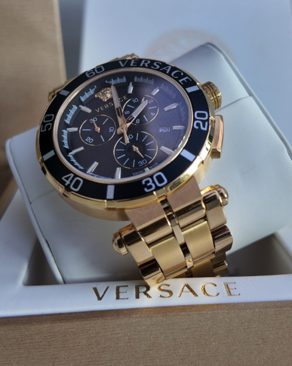 Versace Chronograph Gold and Black Watch