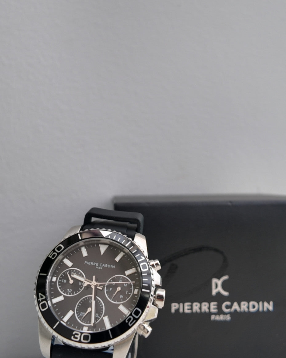 Pierre Cardin watch with Black Dial and Black Rubber Strap