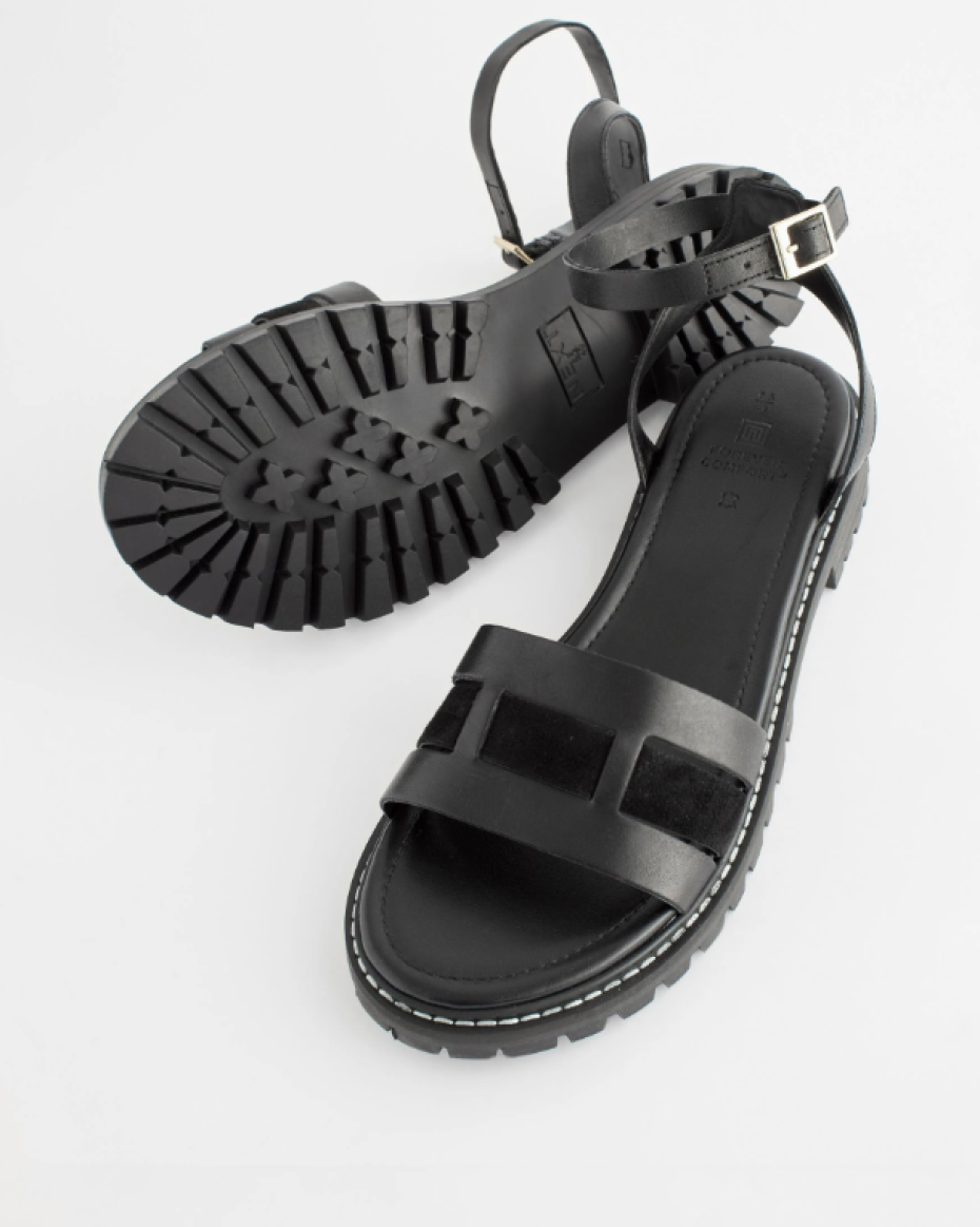 Black Leather Cleated Sandals
