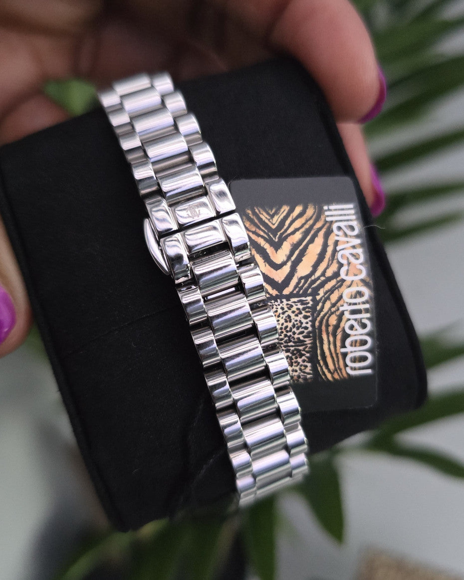 Roberto Cavalli Silver Tone Watch with Swarovski Stones