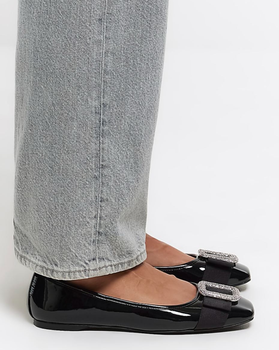 Black Embellished Ballet Shoes