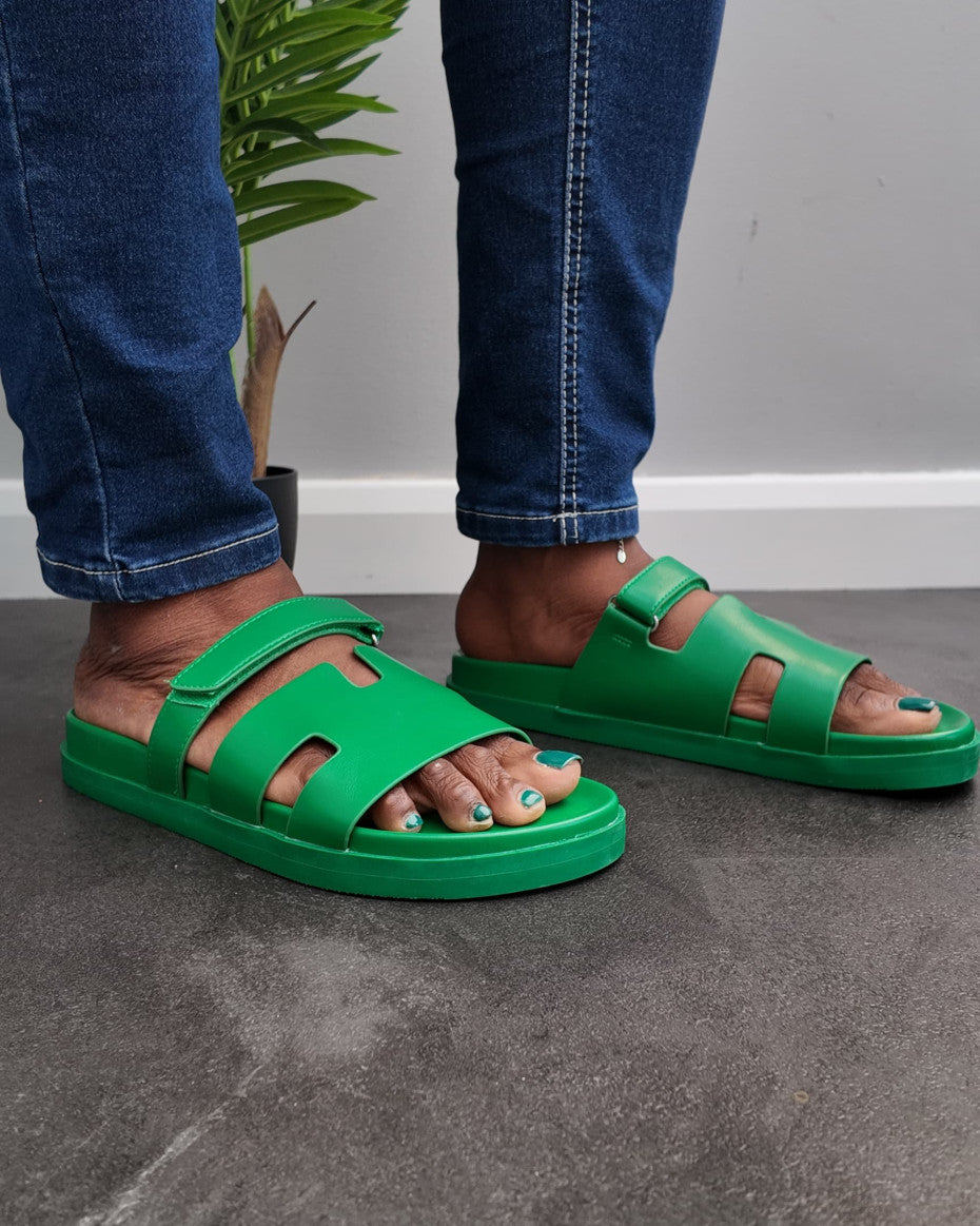 Ladies Green Footbed sandals