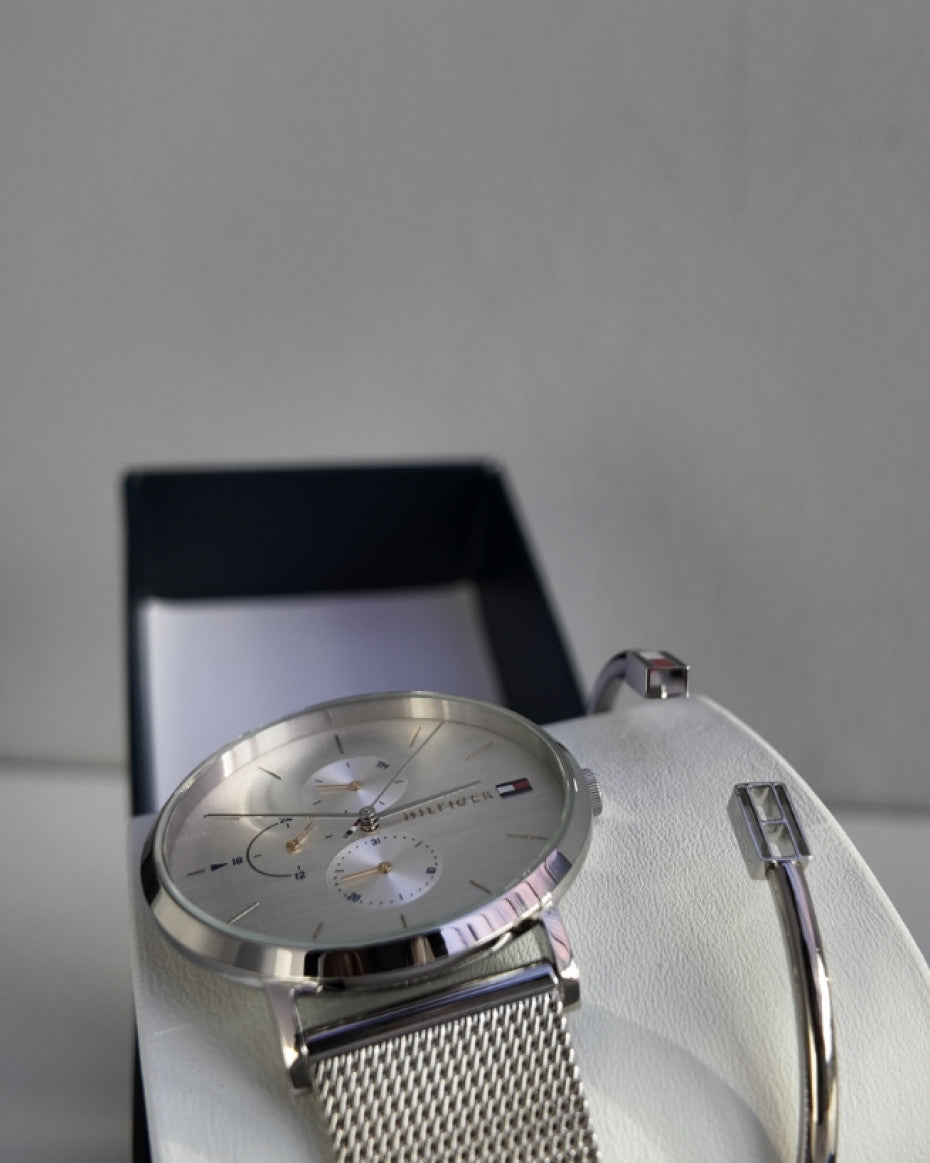 Tommy Hilfiger Silver Watch and Bracelet Set