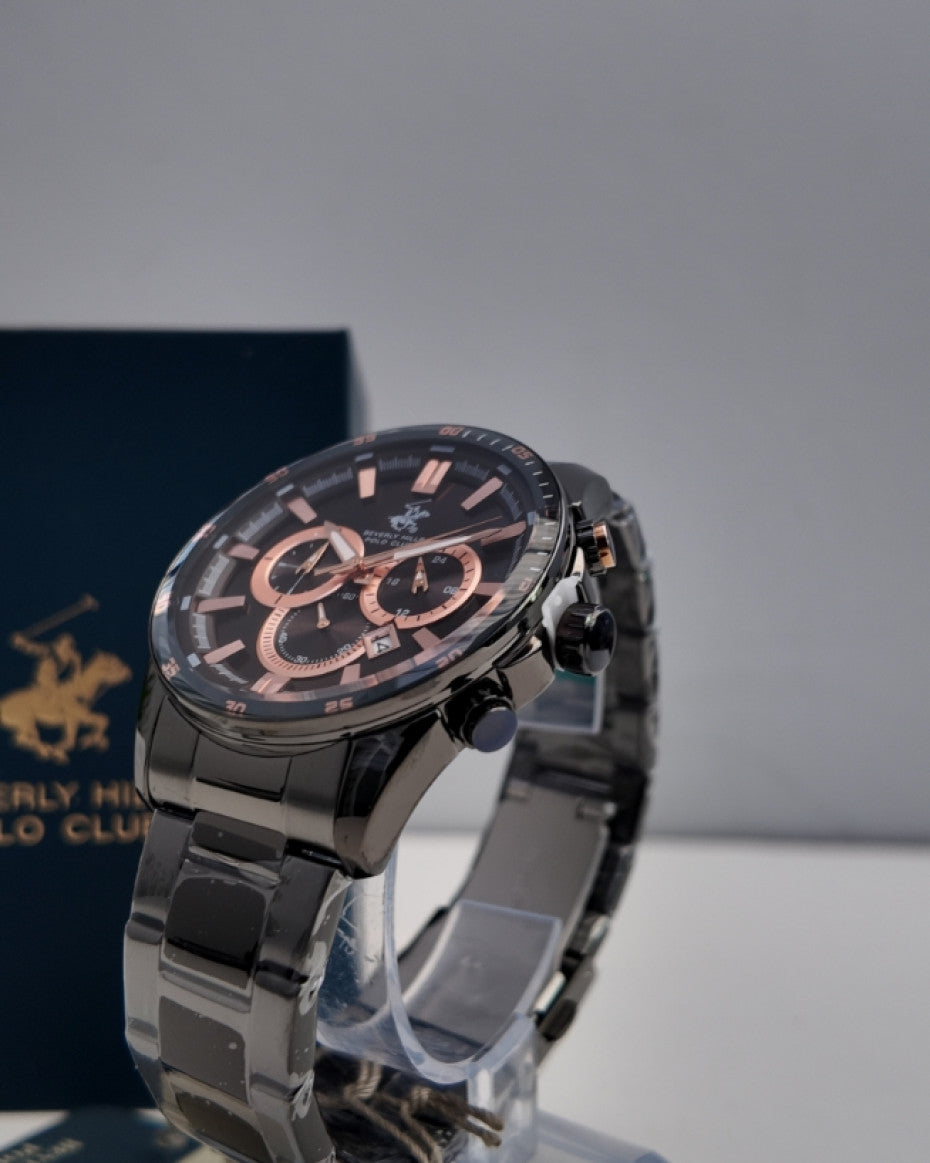 Black x Rose Gold Chronograph Bracelet Analog Watch