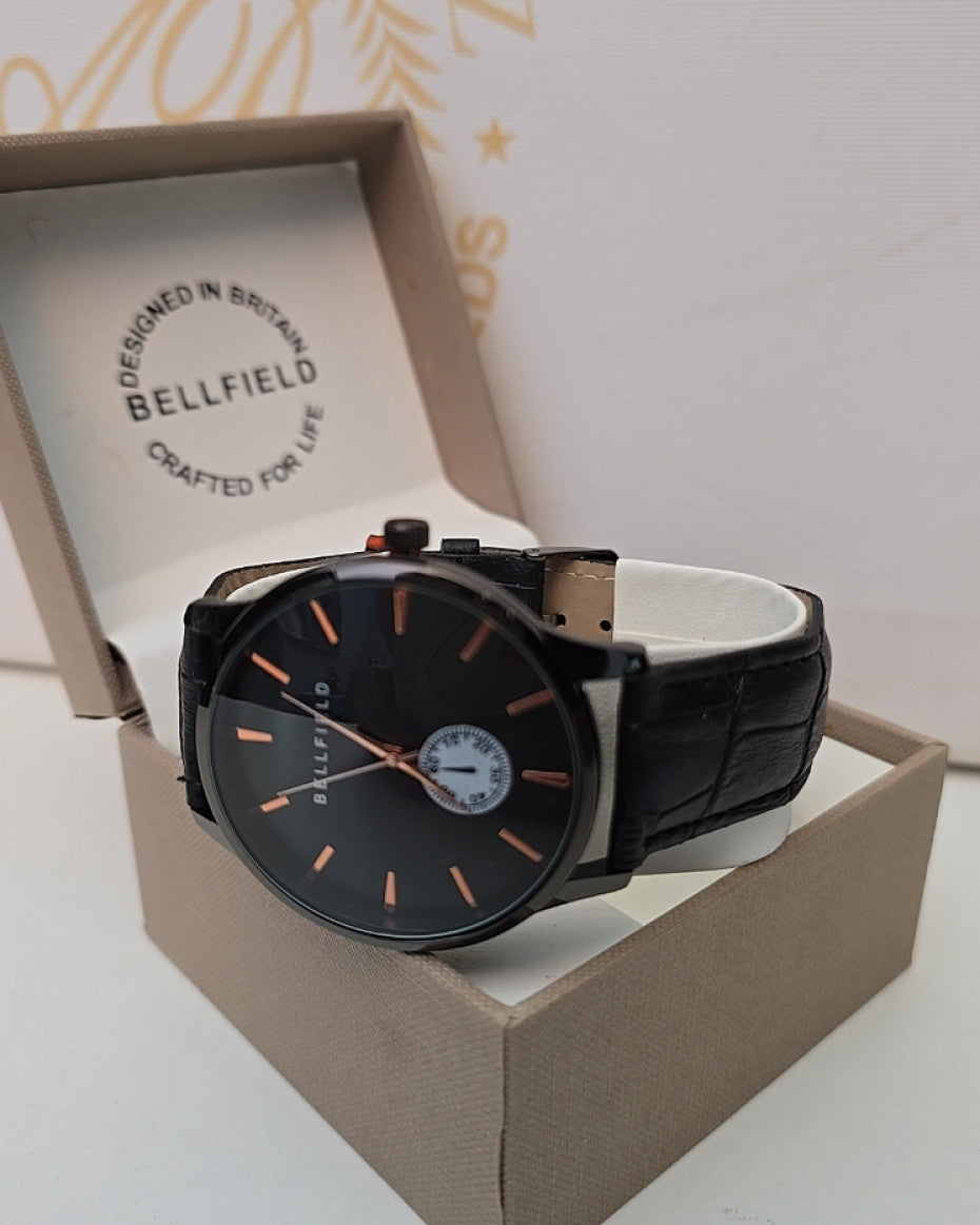 Black Leather Strap watch for men