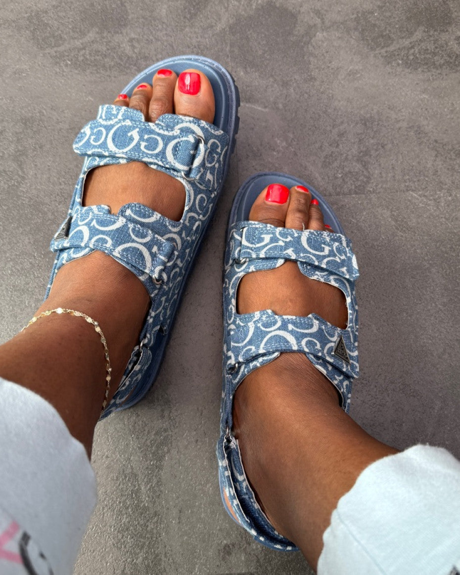 GUESS Denim Monogram Sandal