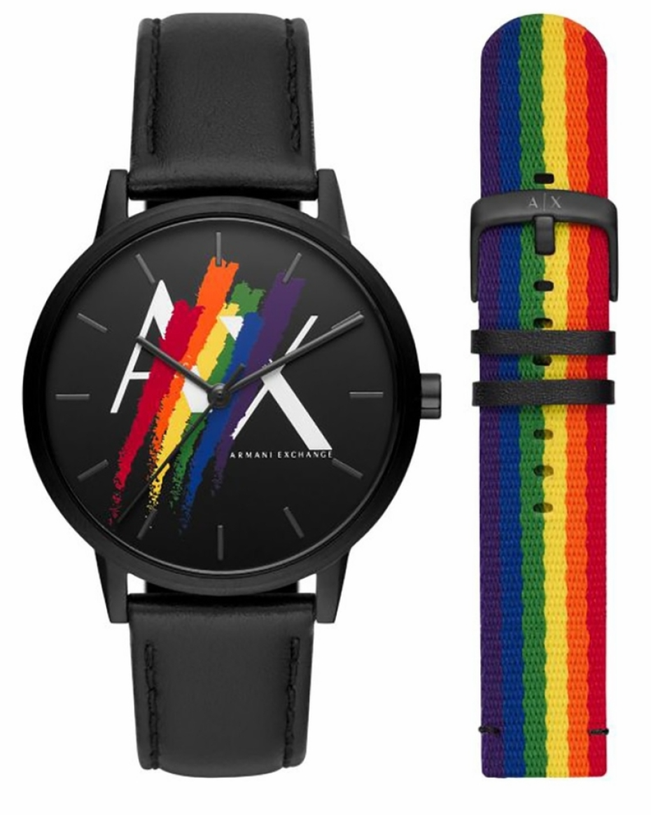 Armani Exchange rainbow quartz watch gift set