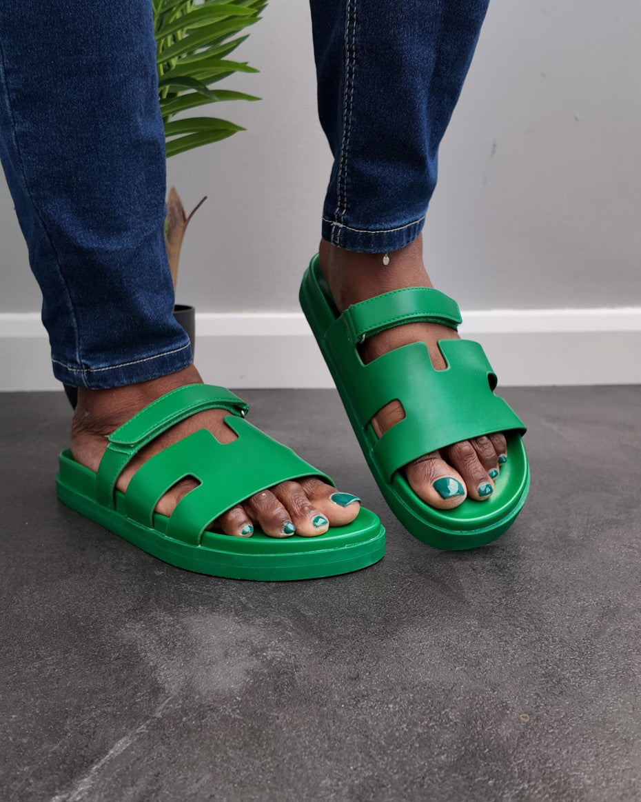 Ladies Green Footbed sandals