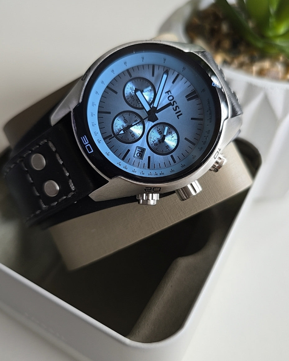 FOSSIL Black Leather Watch