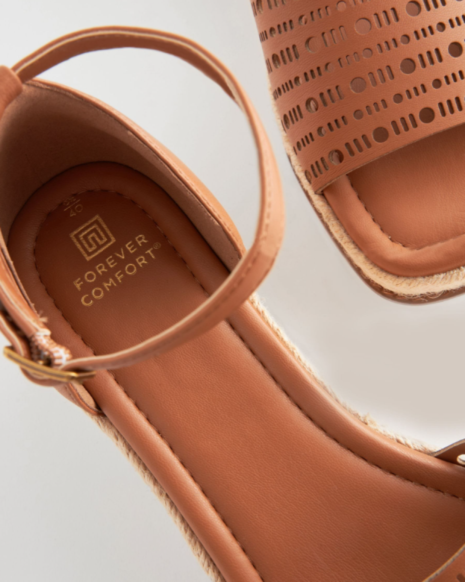 Tan Lasercut Espadrilles Wedges