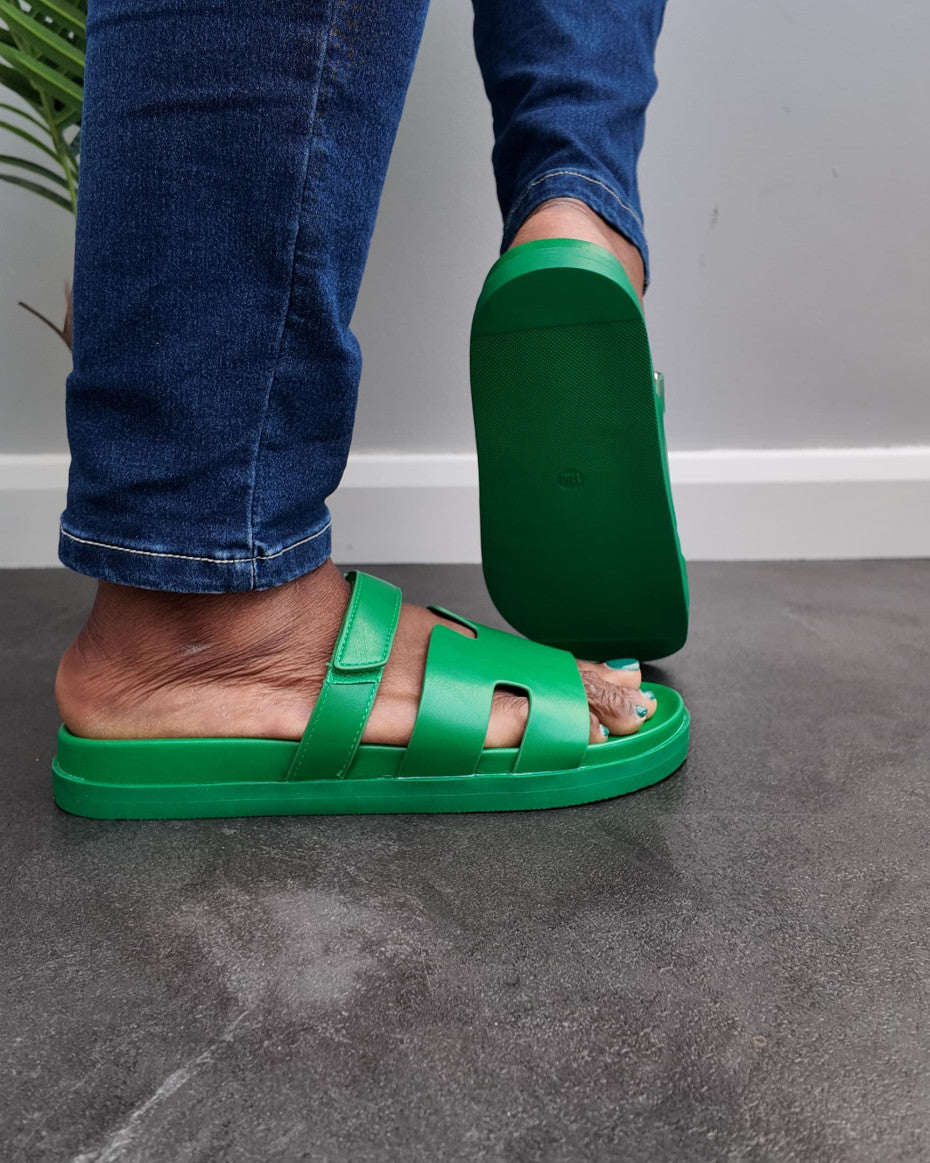 Ladies Green Footbed sandals