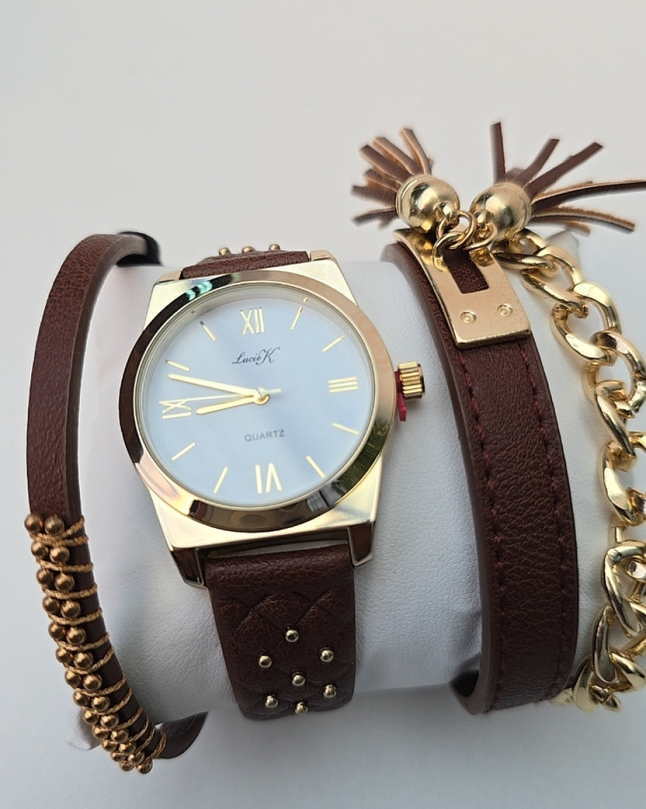 Leather Watch with bracelet