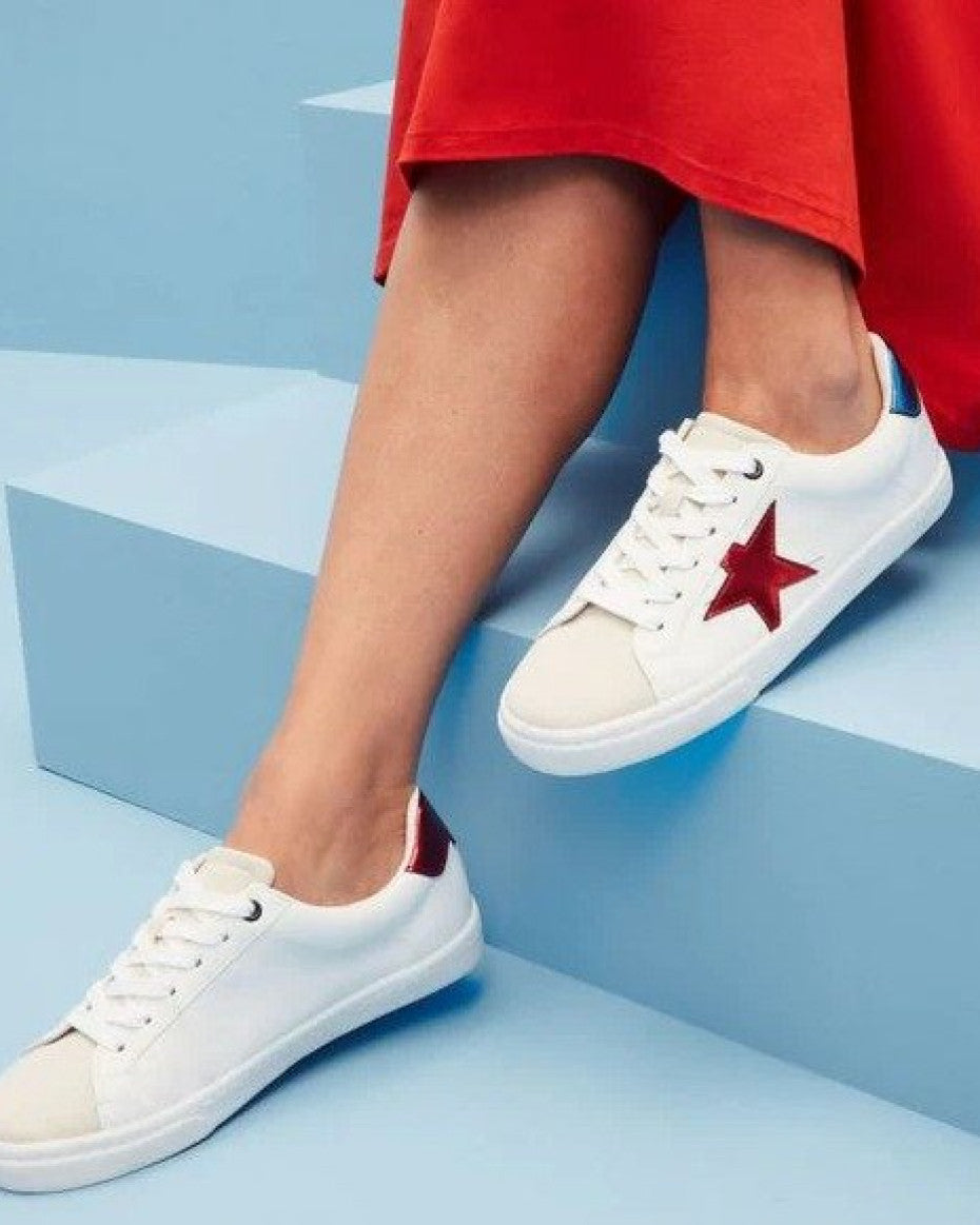 Red and blue detail sneakers