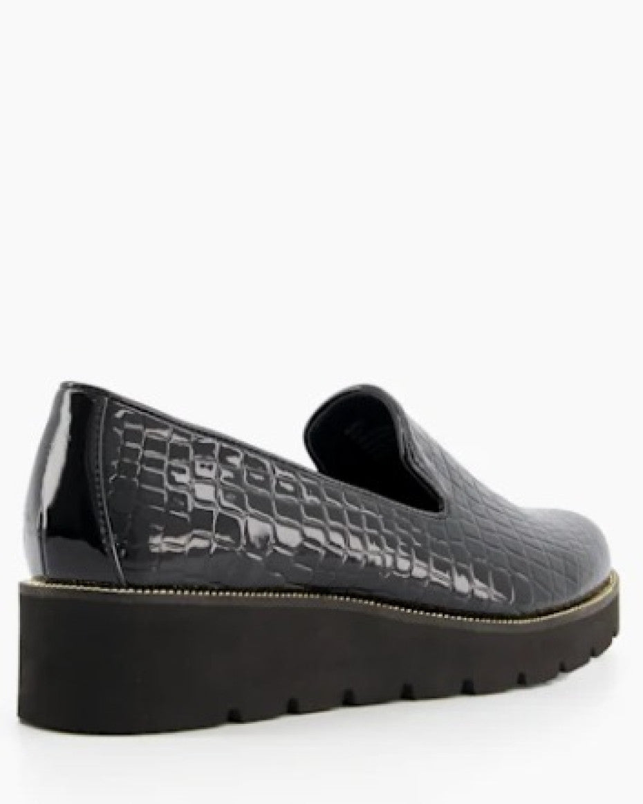 Croc-Debossed Flatform Loafers