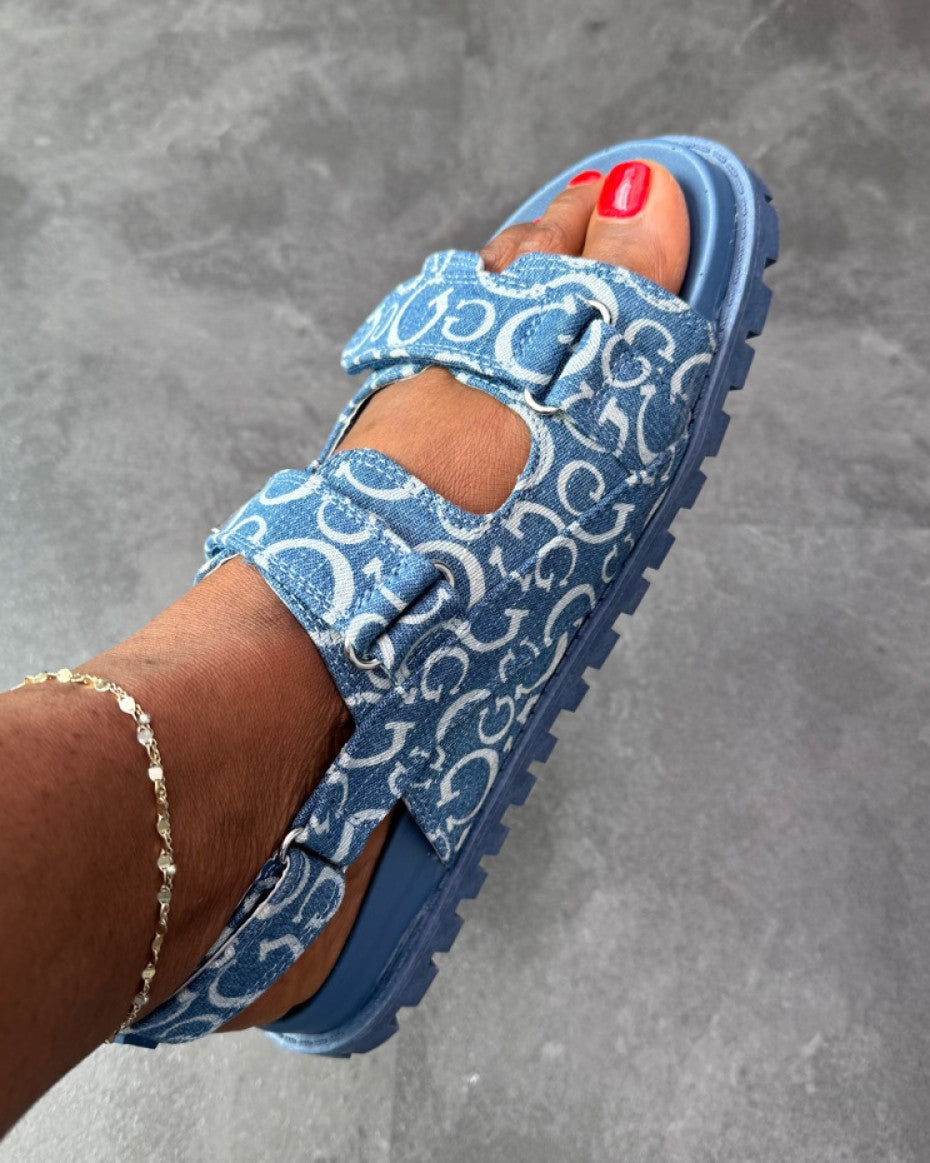 GUESS Denim Monogram Sandal
