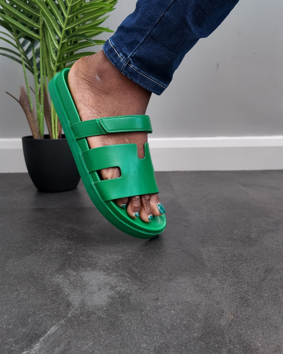 Ladies Green Footbed sandals