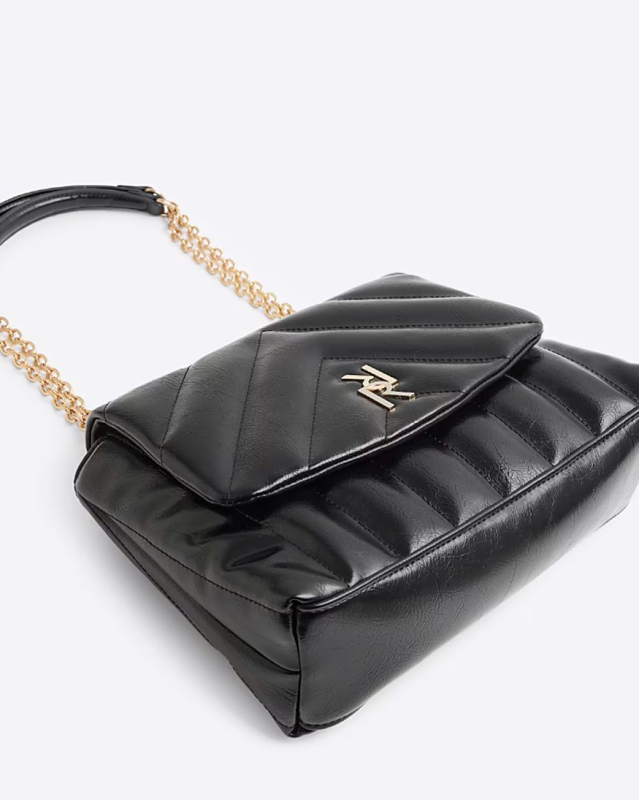 Black quilted chain strap shoulder bag