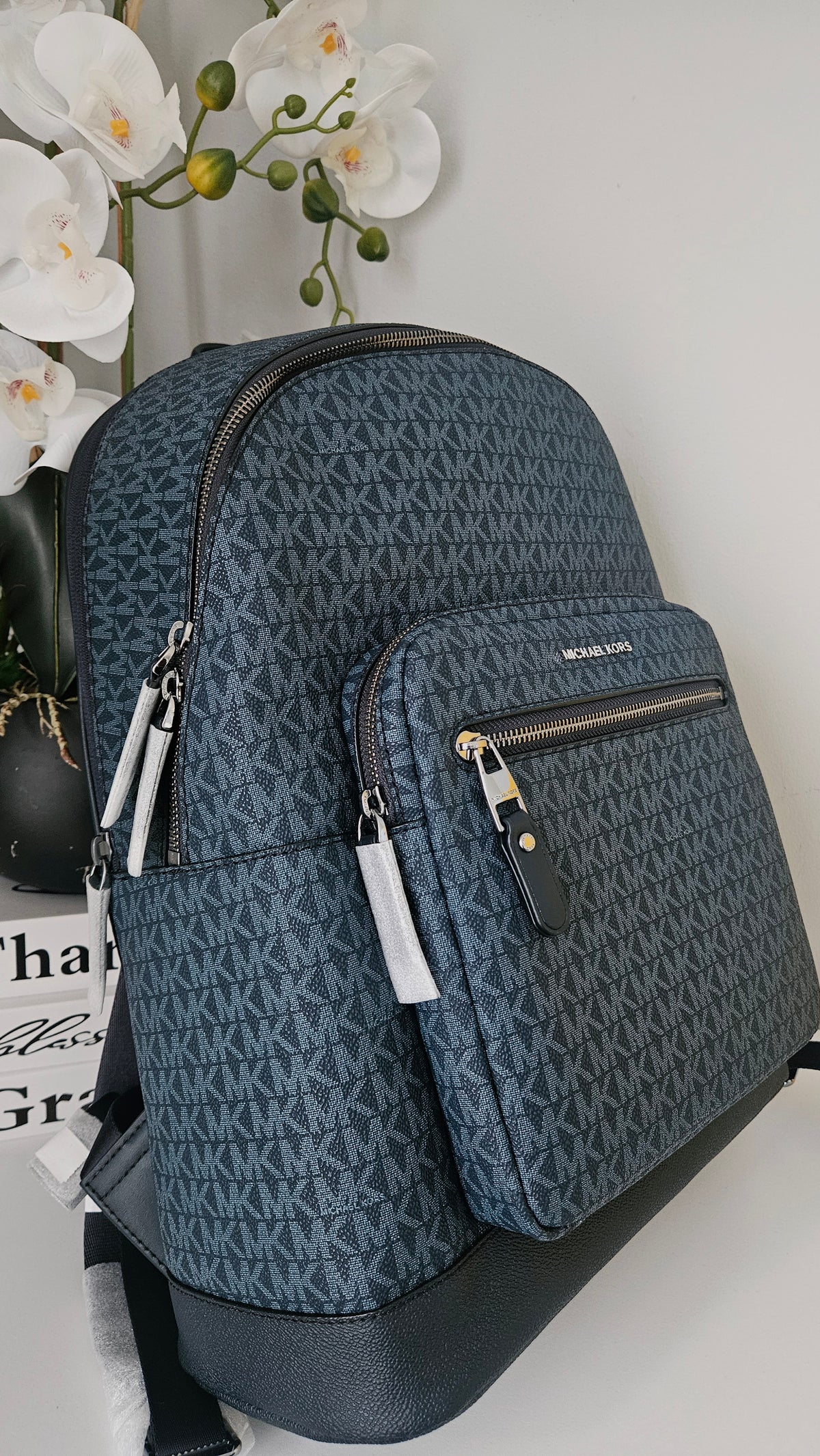 MICHAEL KORS Navy Logo Backpack