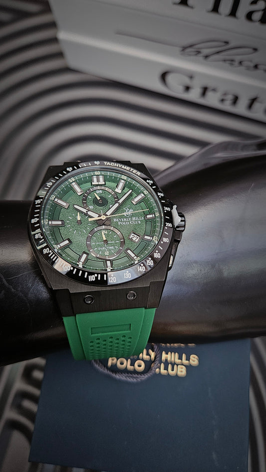 Beverly Hills Polo Club Green Silicon Strap Watch -Authentic Retail Product