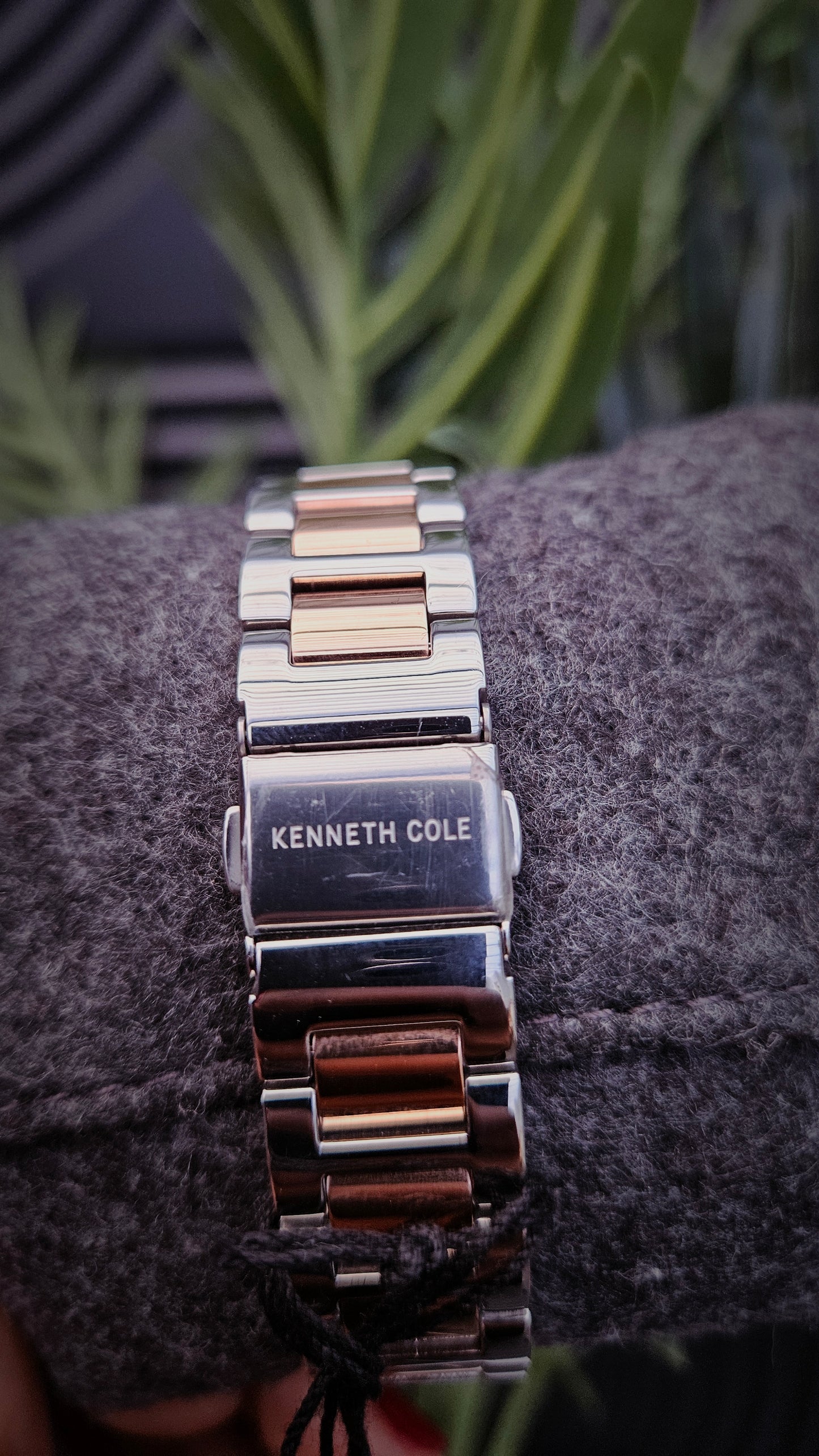 K.C Silver & Rose Gold Leather Automatic Watch
