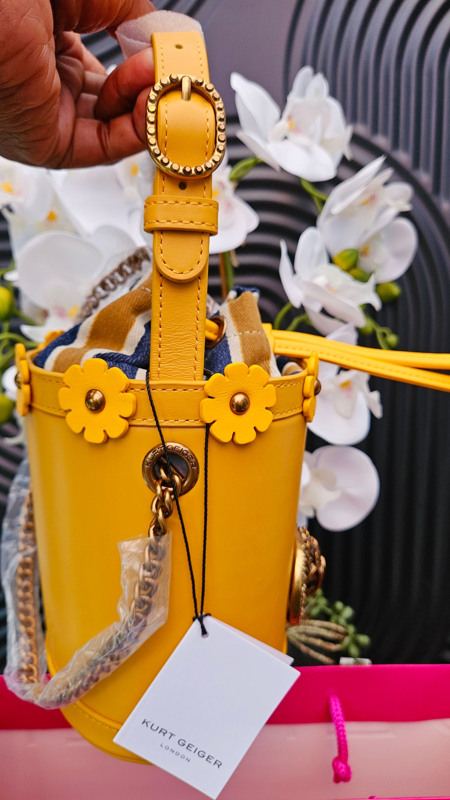 Kurt Geiger KG Mustard Leather Round Shaped Bag - Authentic Retail Product