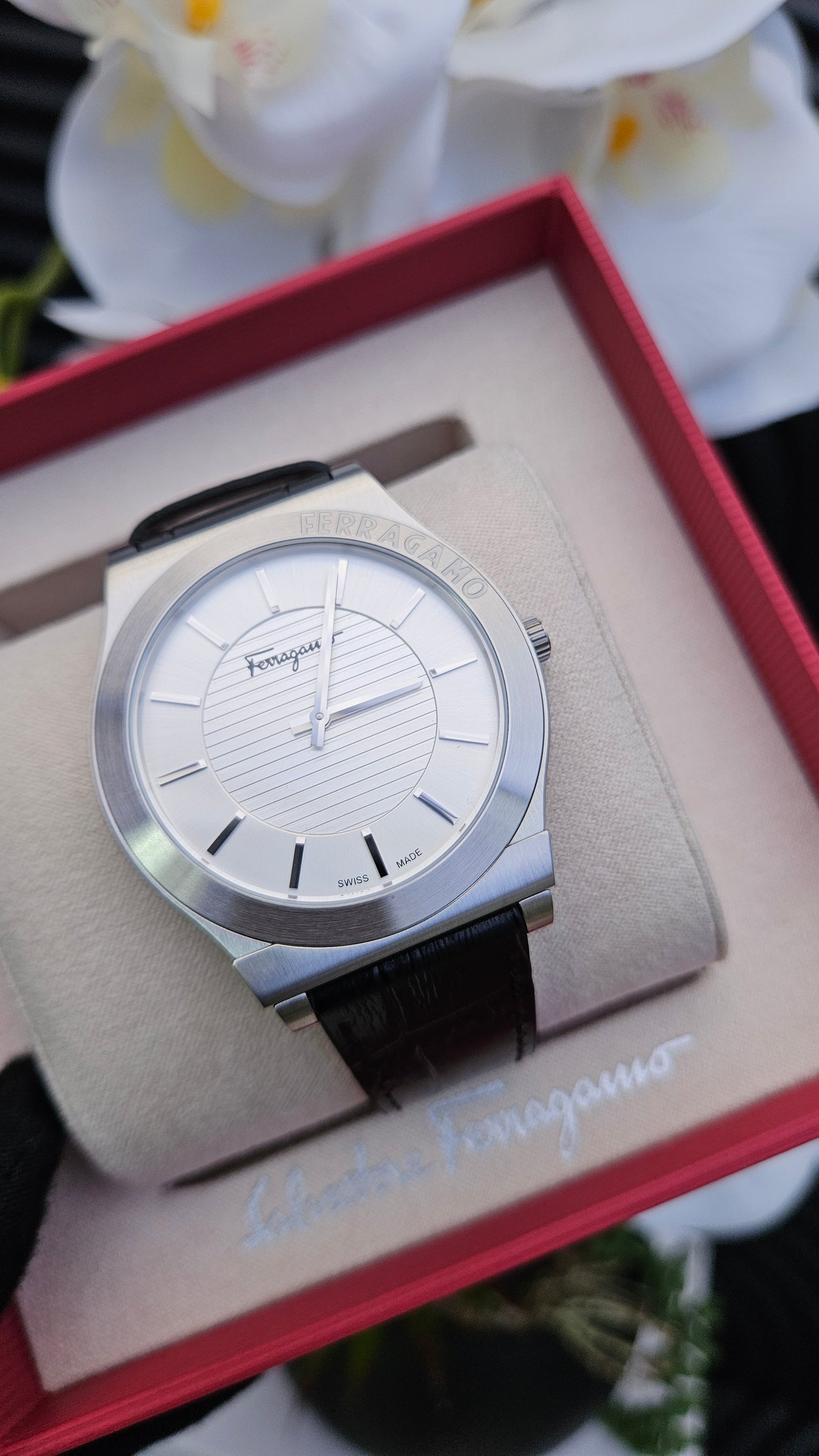 Black Leather Men's Watch - Authentic Retail Product