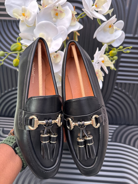 Black Leather Tassel Loafers