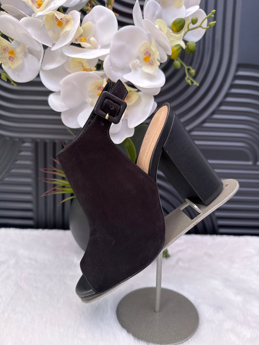 Peep Toe Slingback Mules Color Block