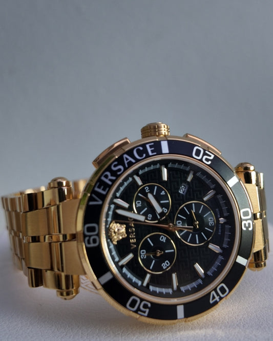 Versace Chronograph Gold and Black Watch