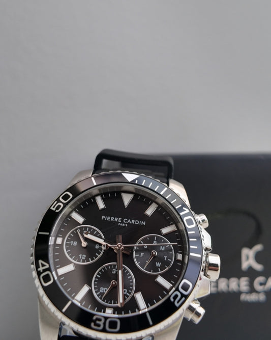 Pierre Cardin  watch with Black Dial and Black Rubber Strap