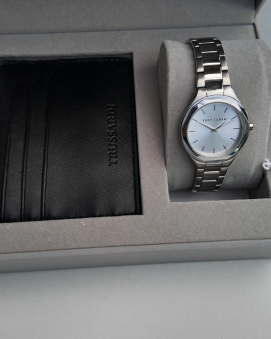 TRUSSARDI Watch and Card Holder Set