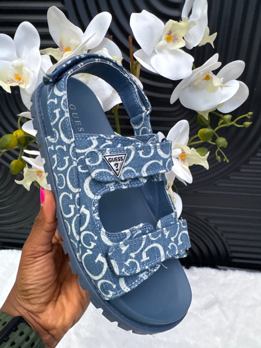 GUESS Denim Monogram Sandal