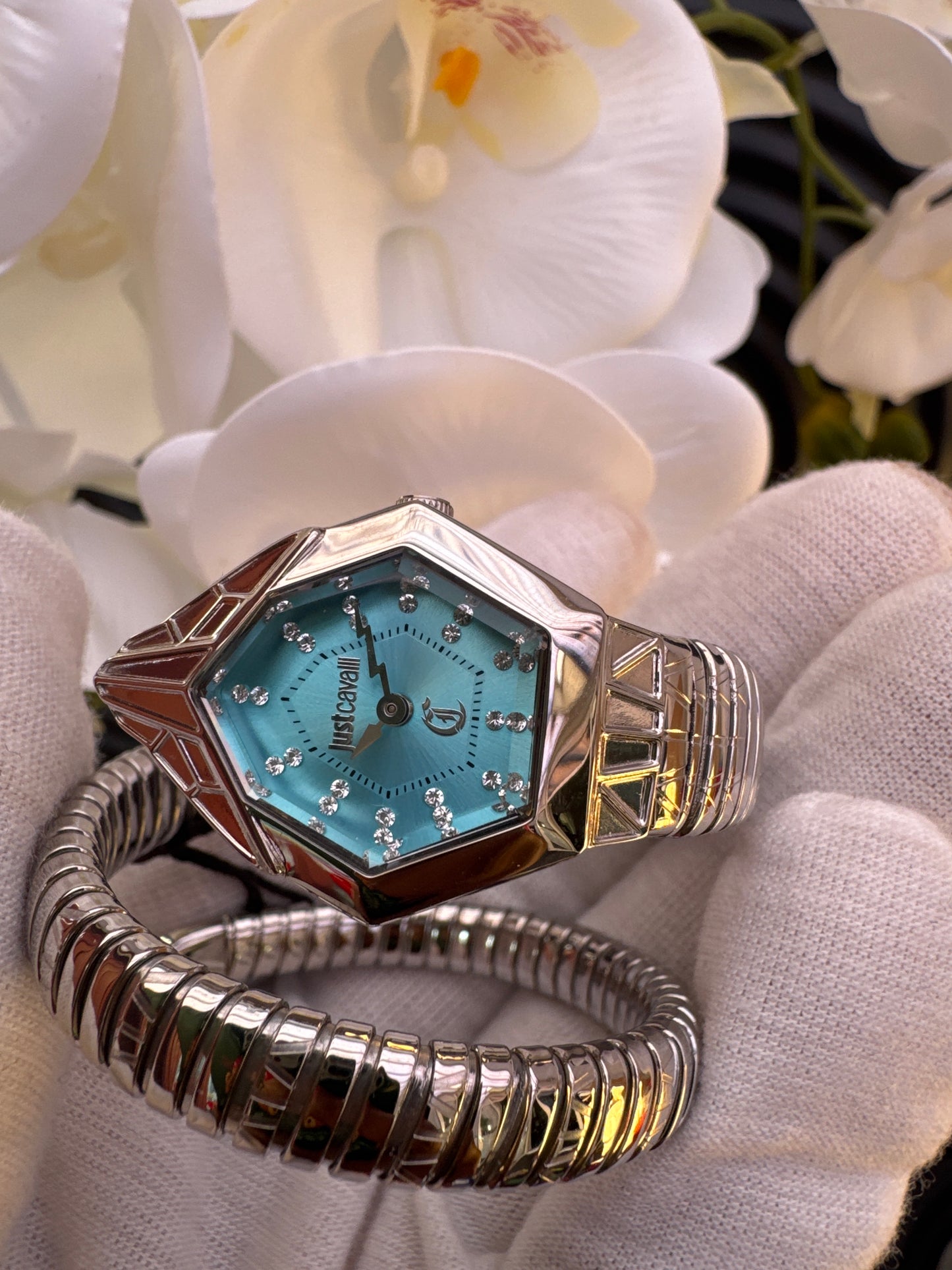 Just Cavalli Signature Silver with blue dial Watch