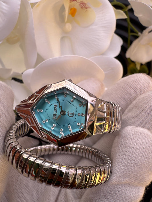Just Cavalli Signature Silver with blue dial Watch