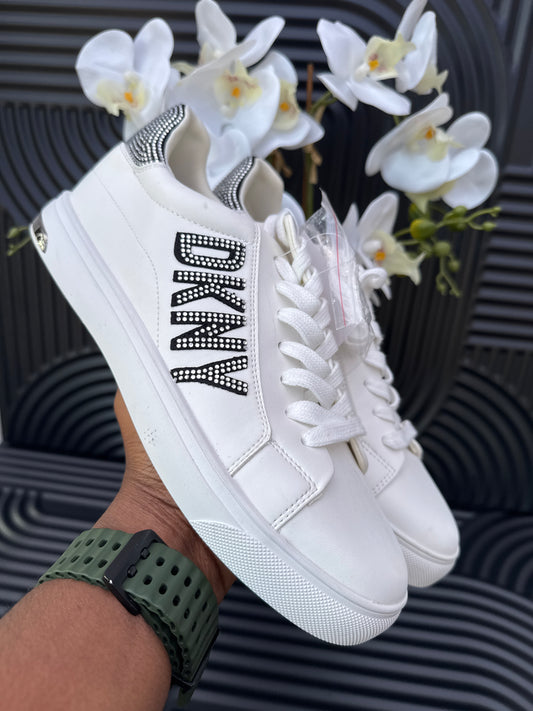 DKNY White & Black Trainers with Rhinestones