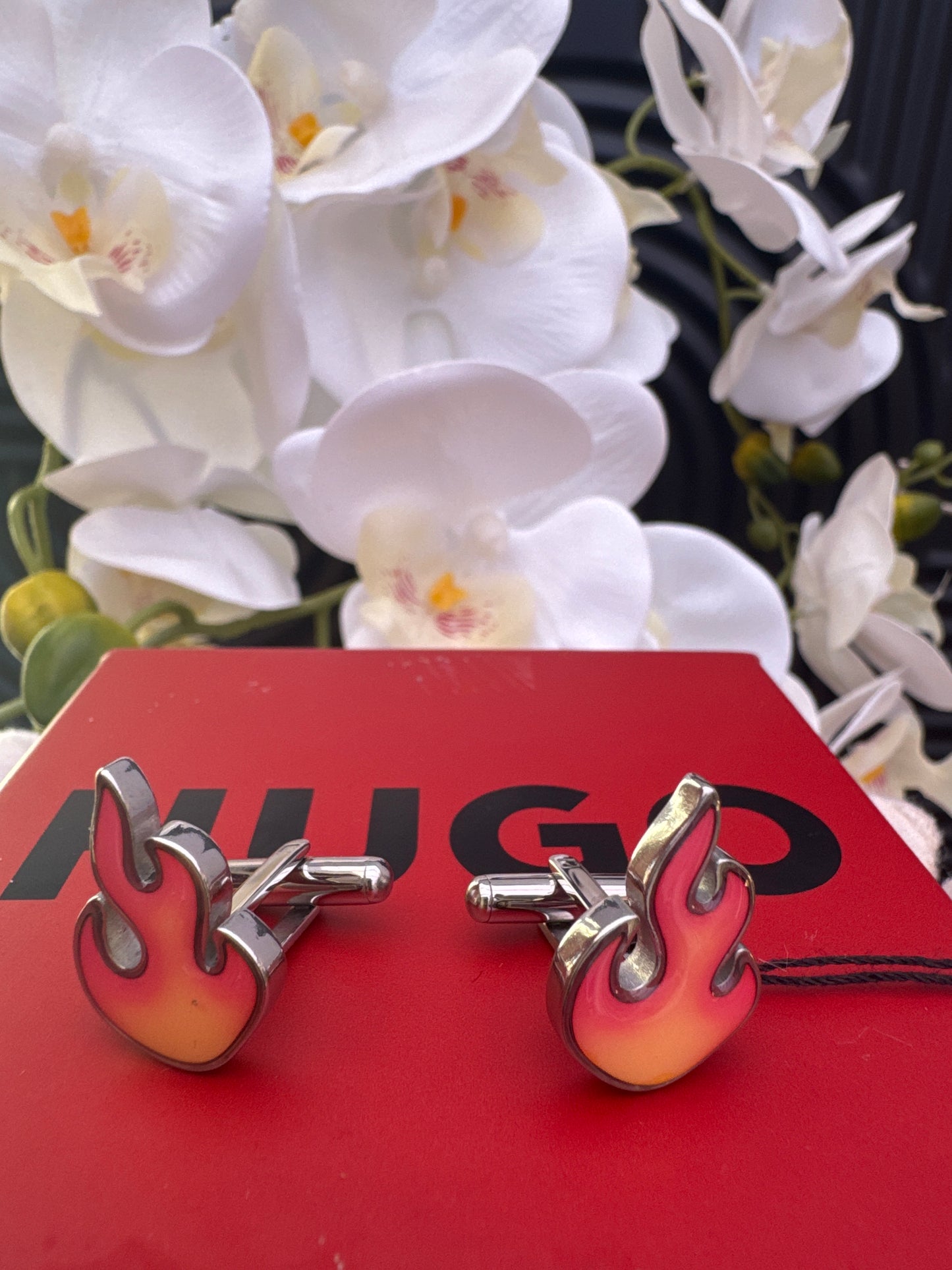 Hugo Boss Stainless Steel Flame Cufflinks
