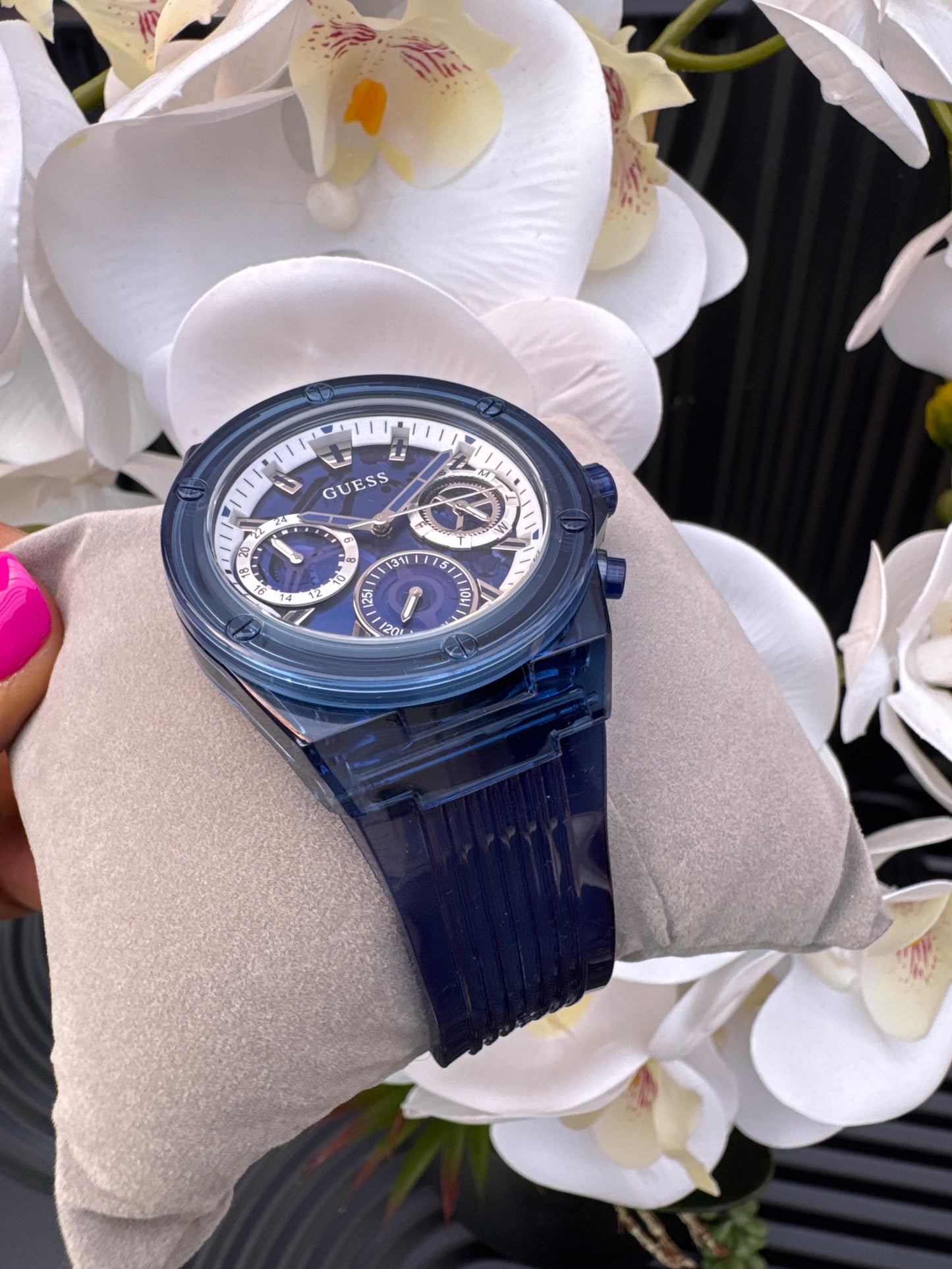 GUESS Blue UNISEX Silicon Strap Watch