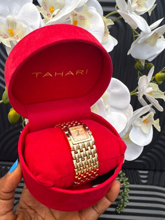 Gold Tone Square Case Watch