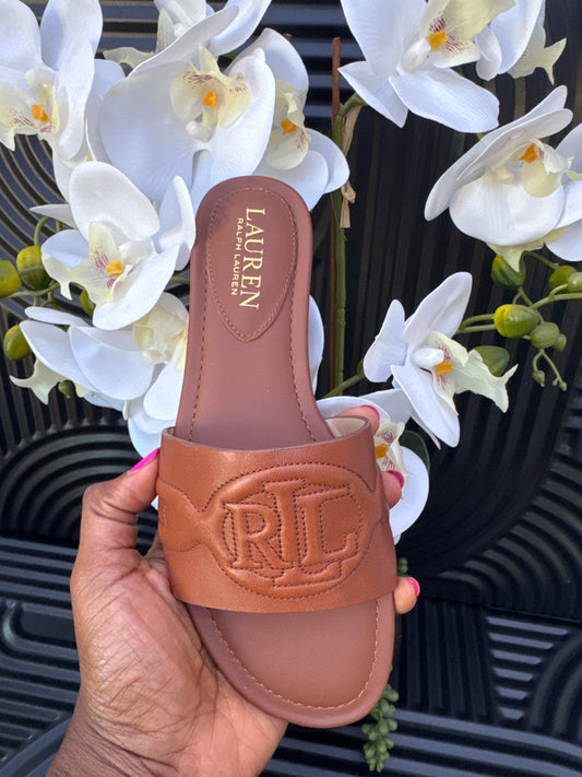 Ralph Lauren Brown Slide Sandals