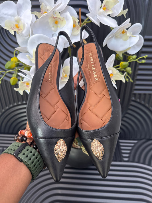 KG Black Leather Slingback Flats