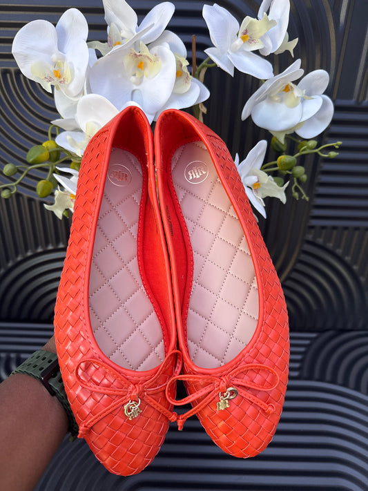 Weave Bow Ballet Pumps