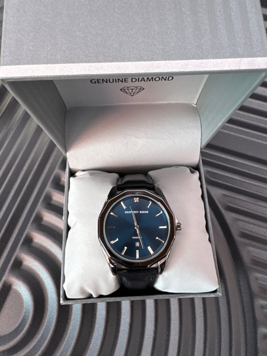 Blue Dial Diamond Octagon Strap Watch