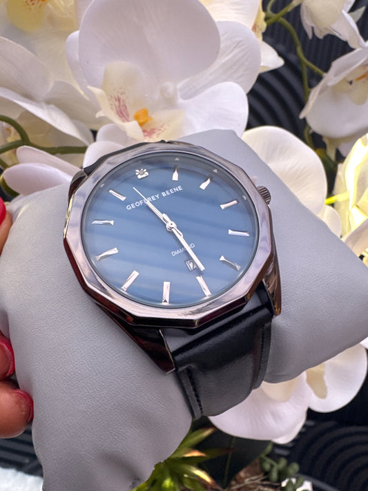 Blue Dial Diamond Octagon Strap Watch