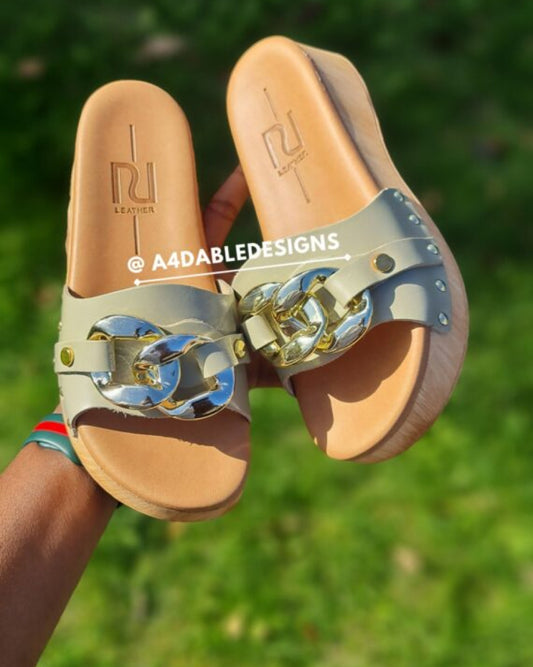 River Island Chain Detail Leather Clogs