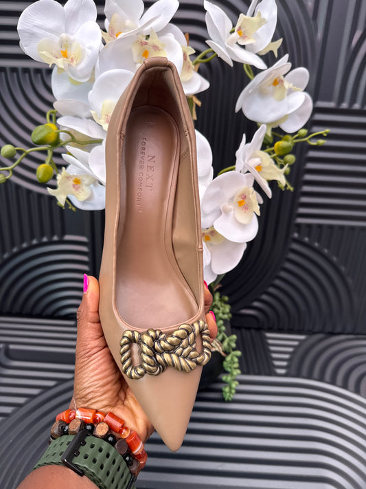 Metal Bow Trim Court Shoes