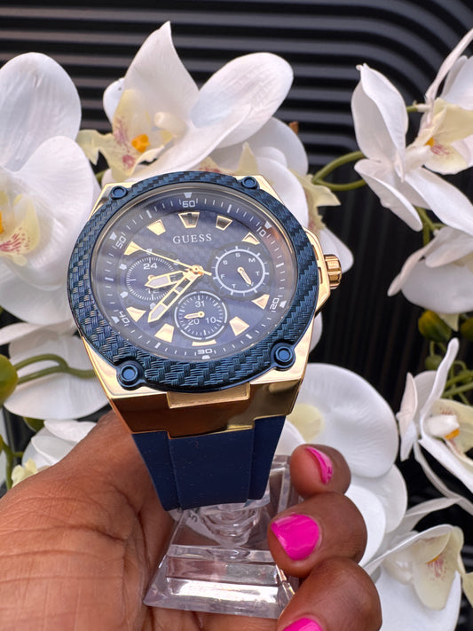 Guess Stainless Steel Watch with Silicone Strap